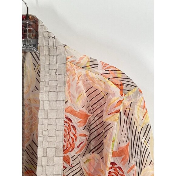 Chicos Colorful Open Cardigan Silk Tropical Sz 2 Sz Large - Picture 2 of 4